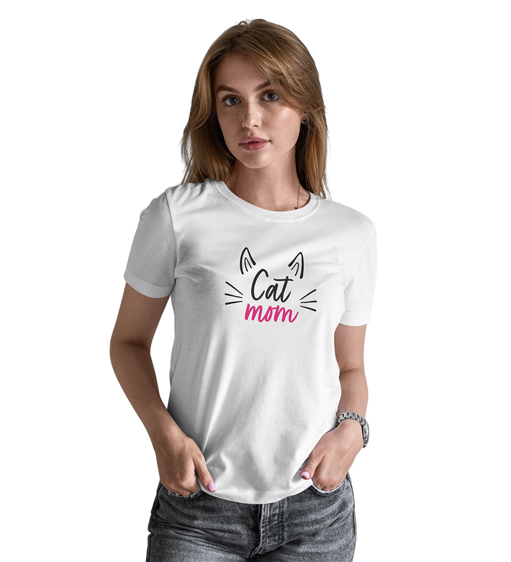 Dámské triko bílé - Cat mom