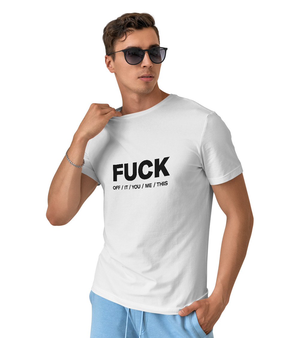 Pánské triko bílé - Fuck