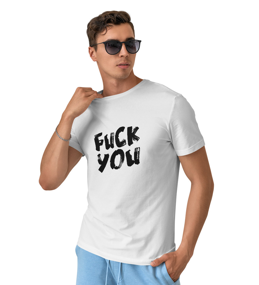 Pánské triko bílé - Fuck you
