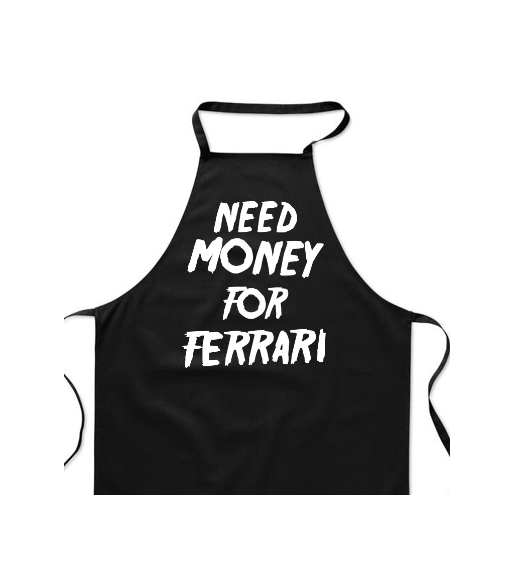 Zástěra černá-  Need money for Ferrari