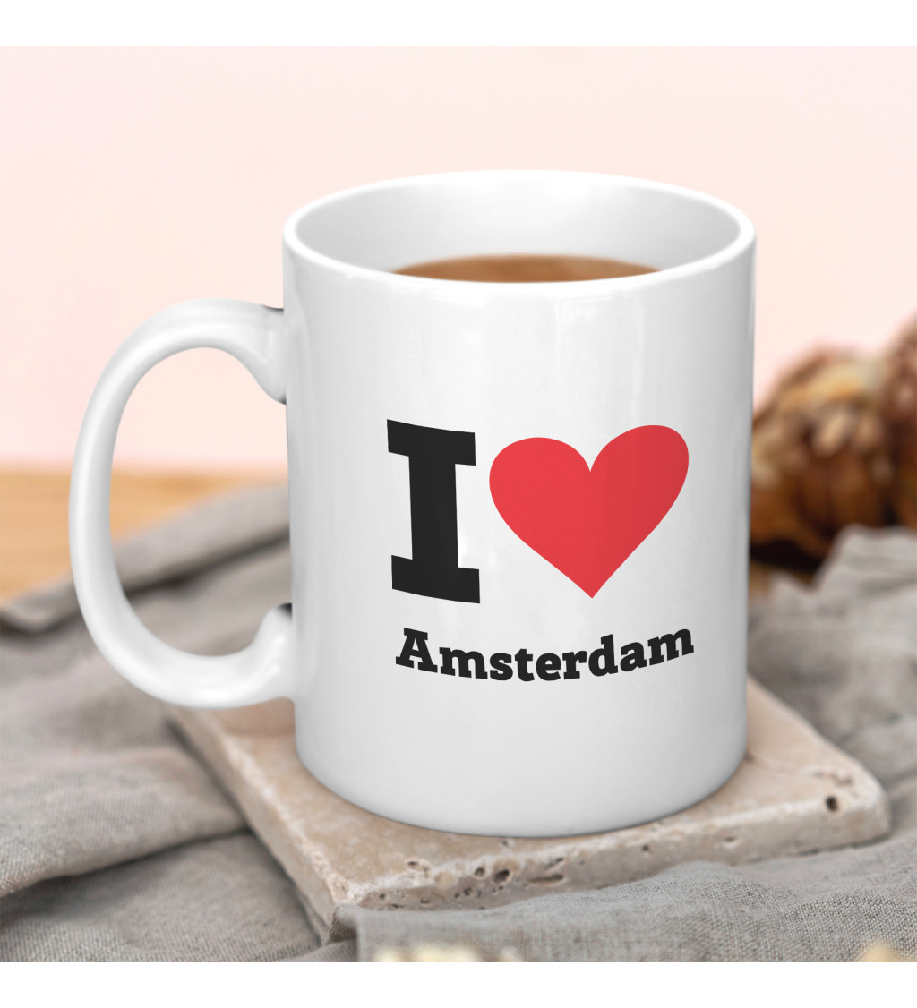 Hrnek s nápisem - I love Amsterdam