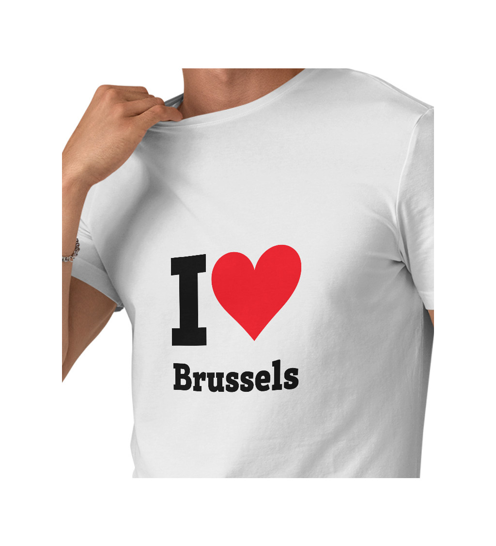 Pánské bílé triko s nápisem - I love Brussels