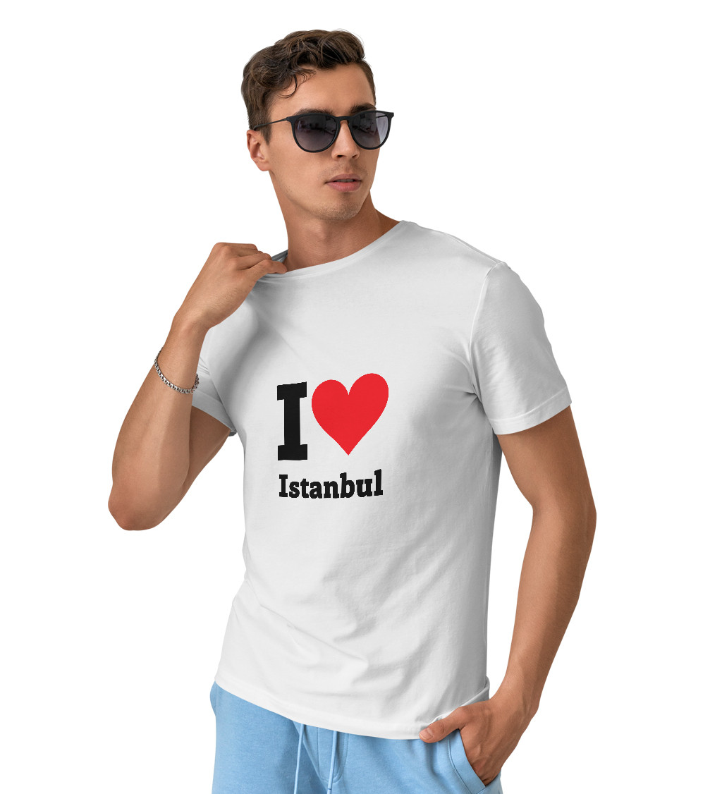 Pánské bílé triko s nápisem - I love Istanbul