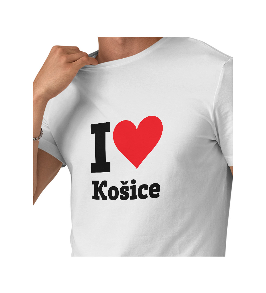 Pánské bílé triko s nápisem - I love Košice