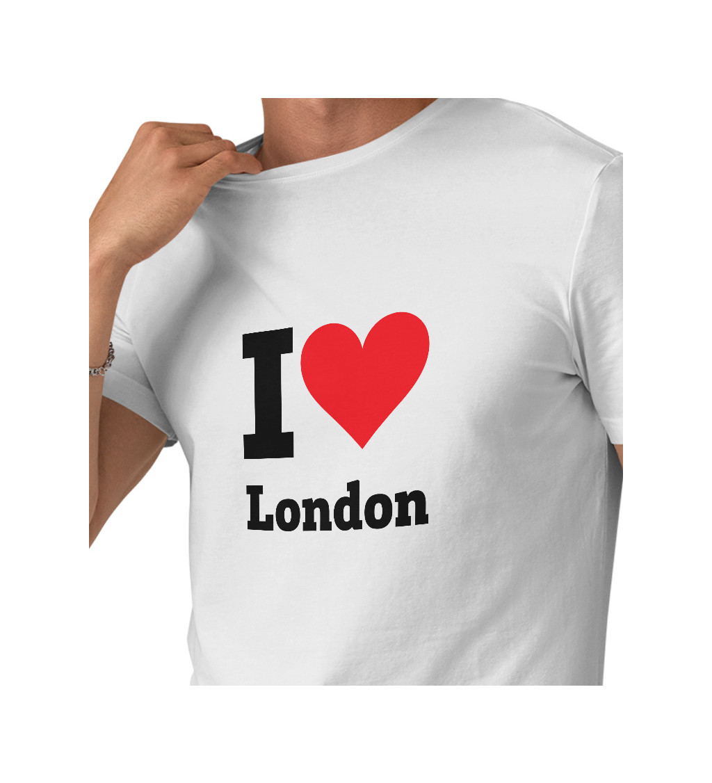 Pánské bílé triko s nápisem - I love London