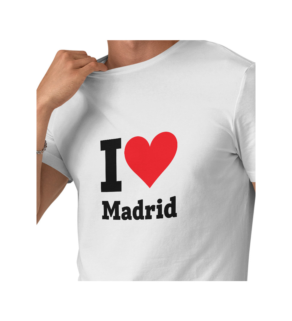 Pánské bílé triko s nápisem - I love Madrid