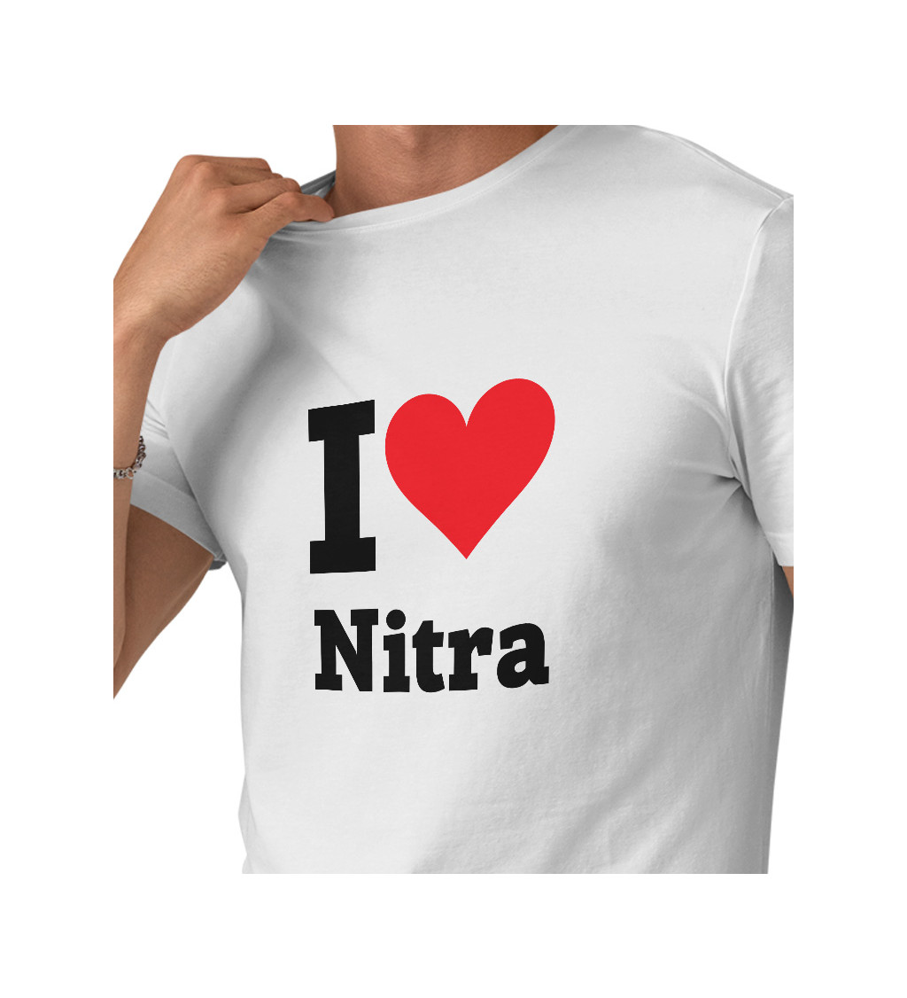 Pánské bílé triko s nápisem - I love Nitra