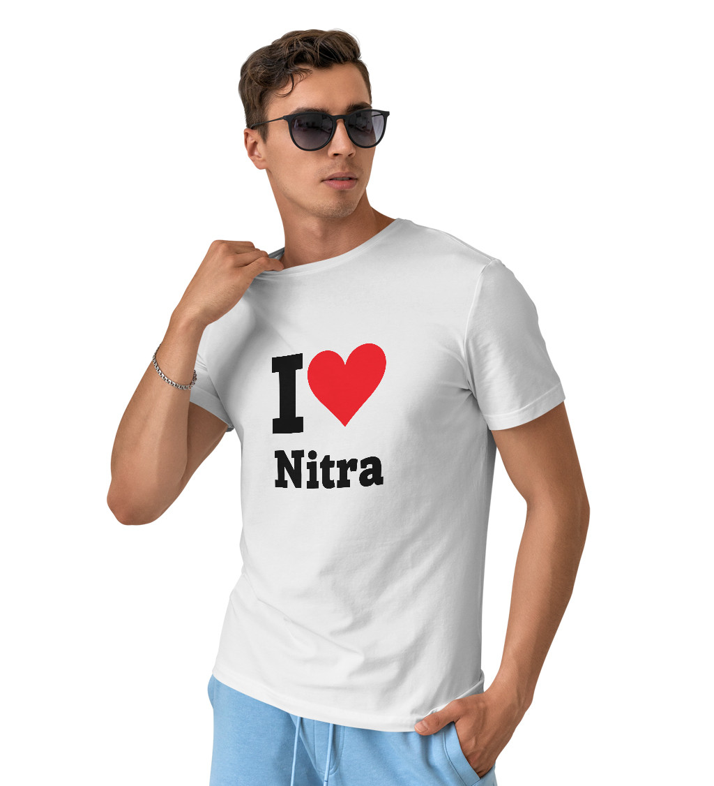 Pánské bílé triko s nápisem - I love Nitra