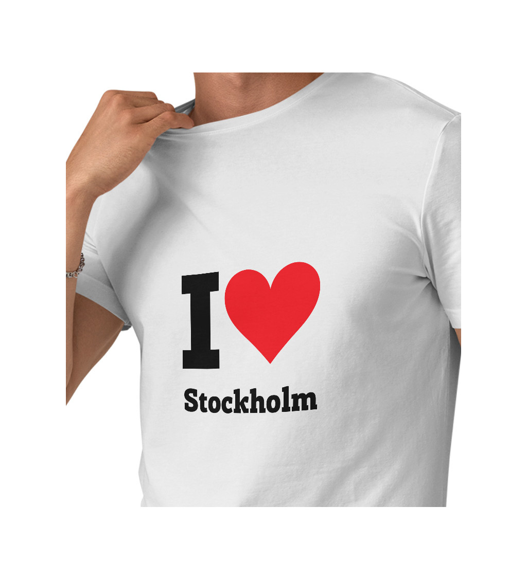 Pánské bílé triko s nápisem - I love Stockholm