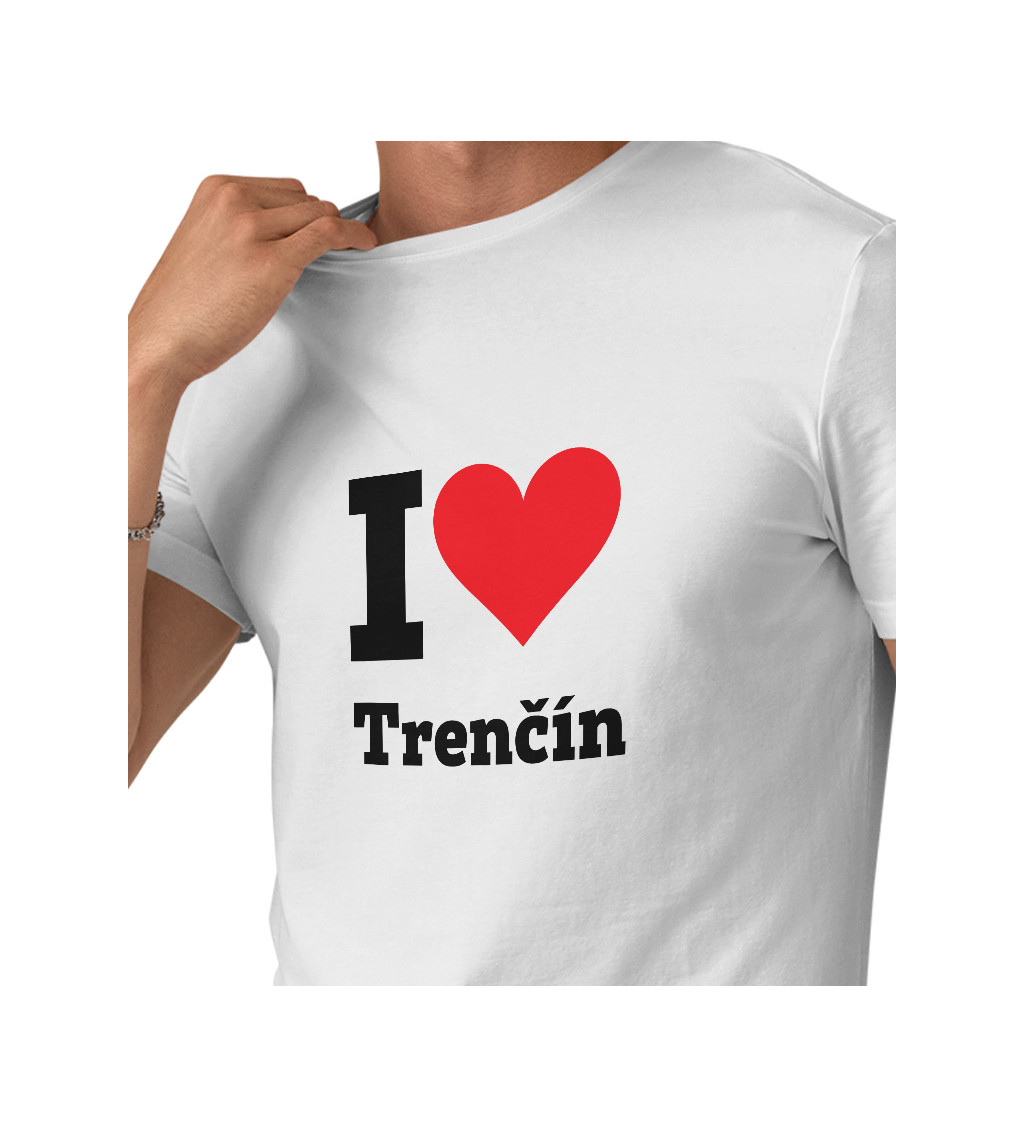 Pánské bílé triko s nápisem - I love Trenčín