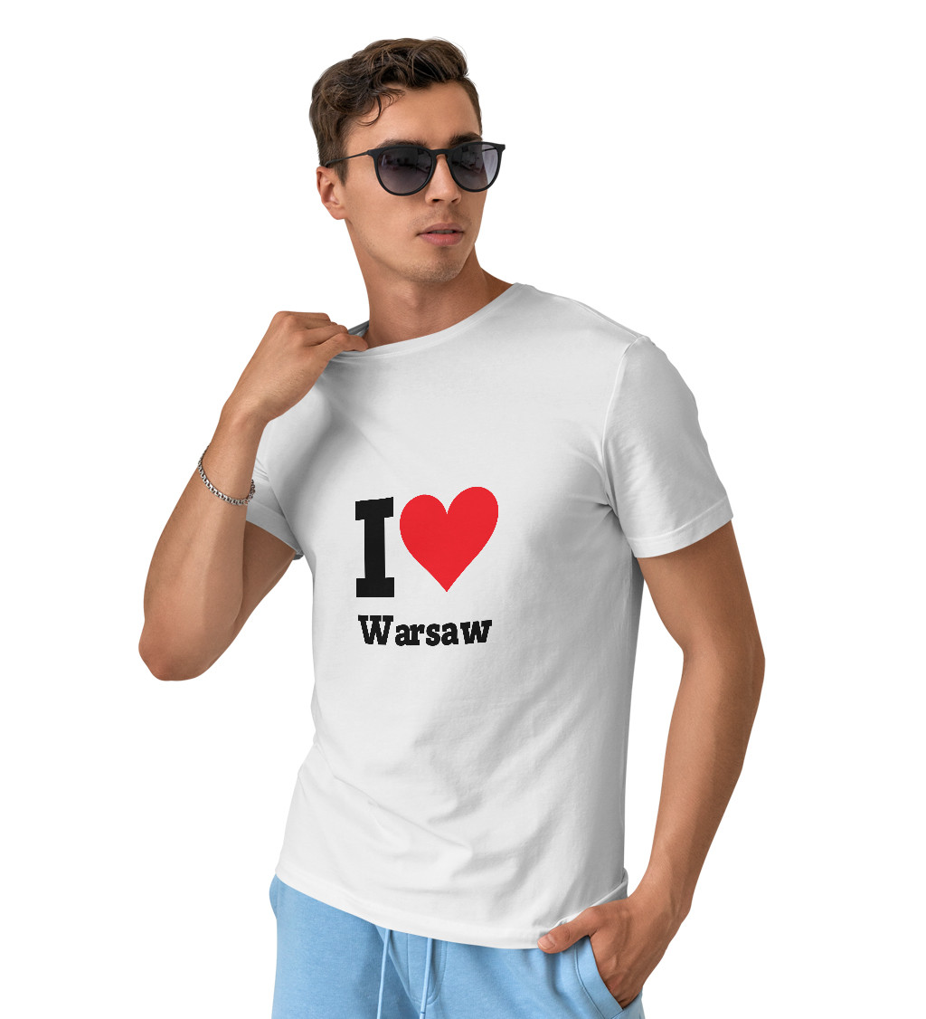 Pánské bílé triko s nápisem - I love Warsaw
