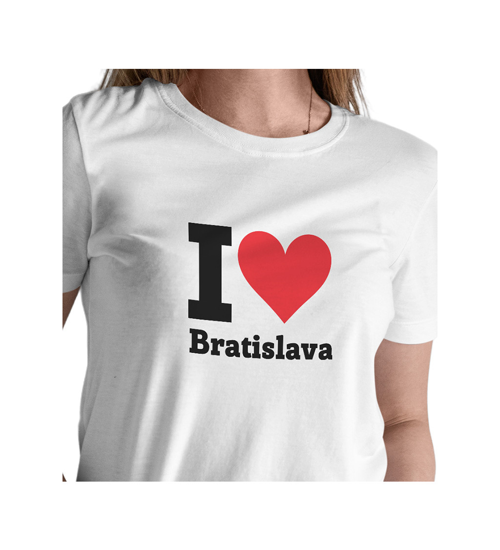 Dámské bílé triko s nápisem - love Bratislava