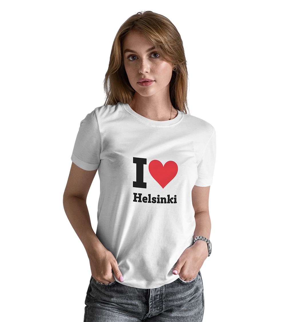 Dámské bílé triko s nápisem - I love Helsinki