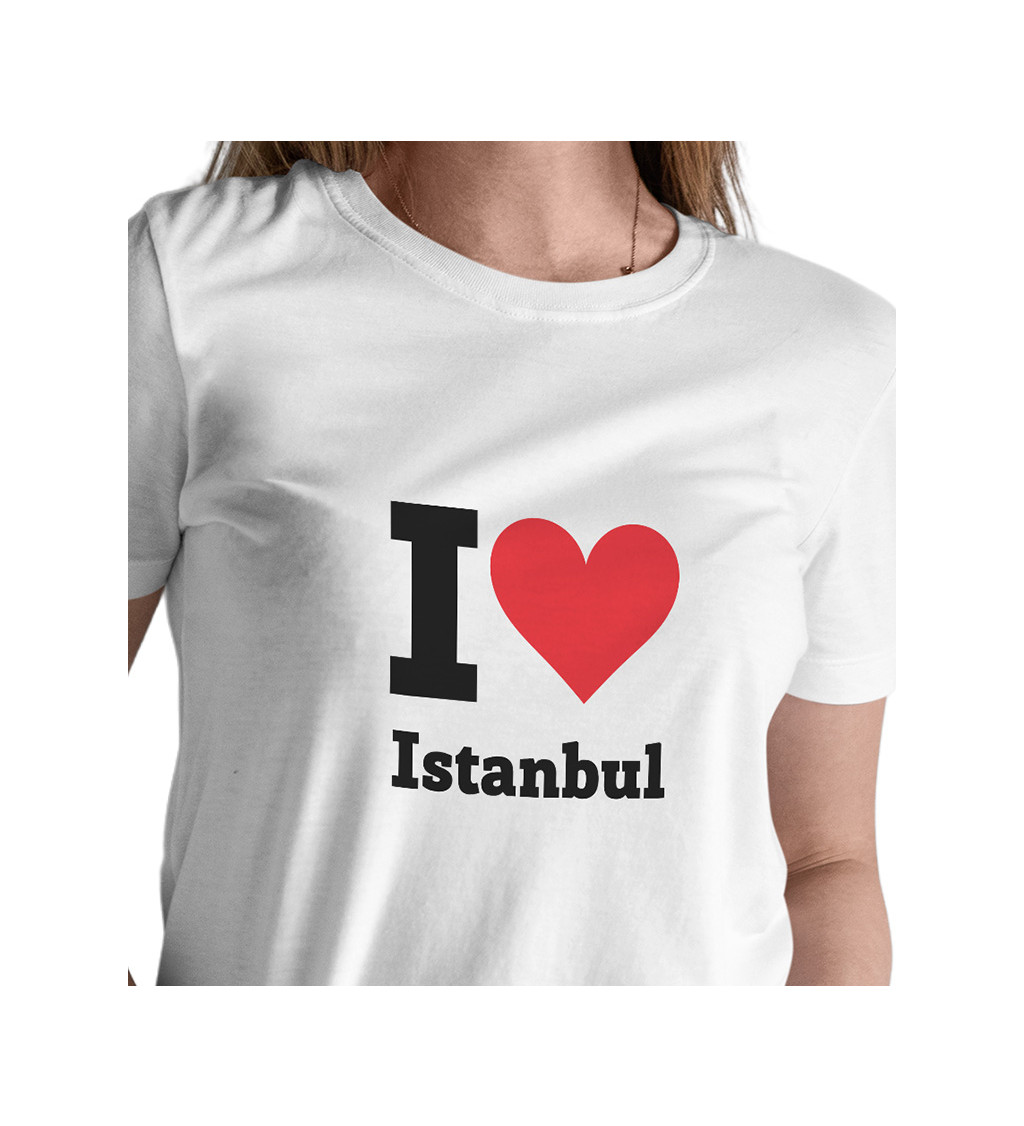 Dámské bílé triko s nápisem - I love Istanbul