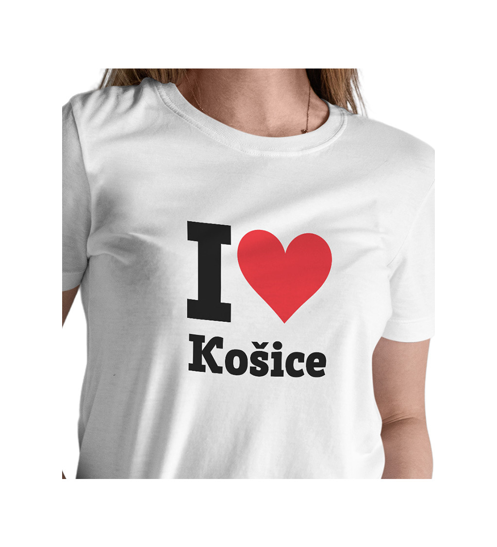 Dámské bílé triko s nápisem - I love Košice