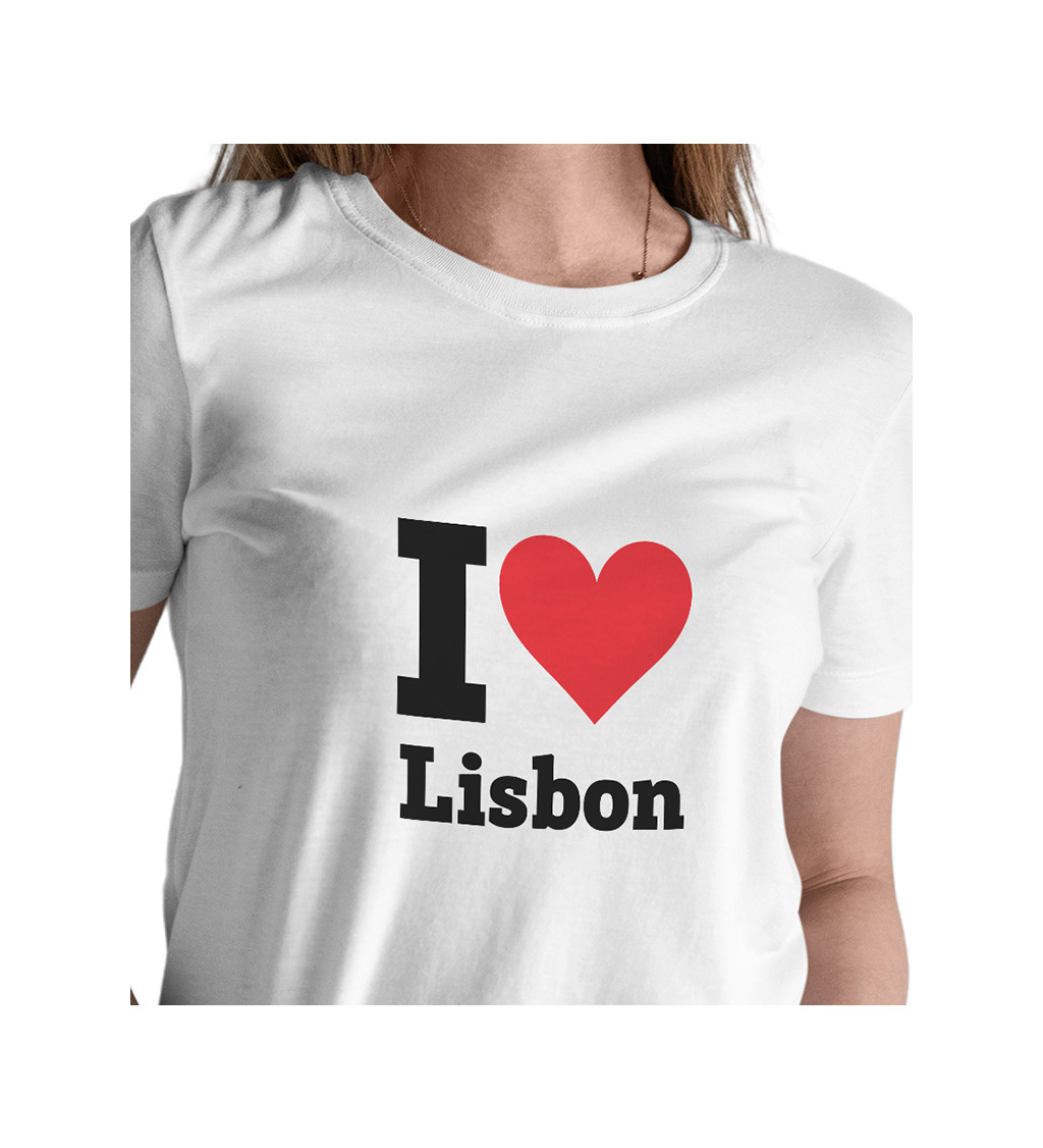 Dámské bílé triko s nápisem - I love Lisbon