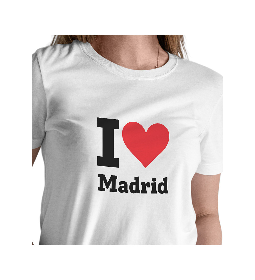 Dámské bílé triko s nápisem - I love Madrid