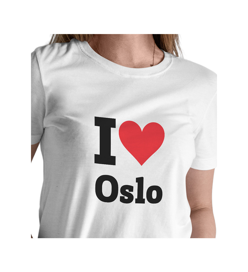 Dámské bílé triko s nápisem - I love Oslo