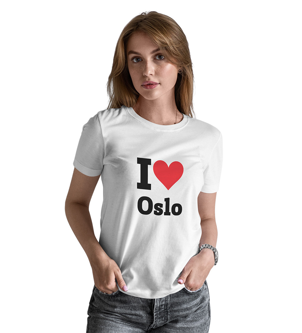 Dámské bílé triko s nápisem - I love Oslo