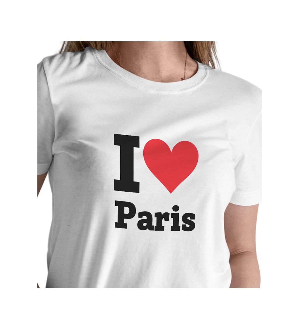 Dámské bílé triko s nápisem - I love Paris