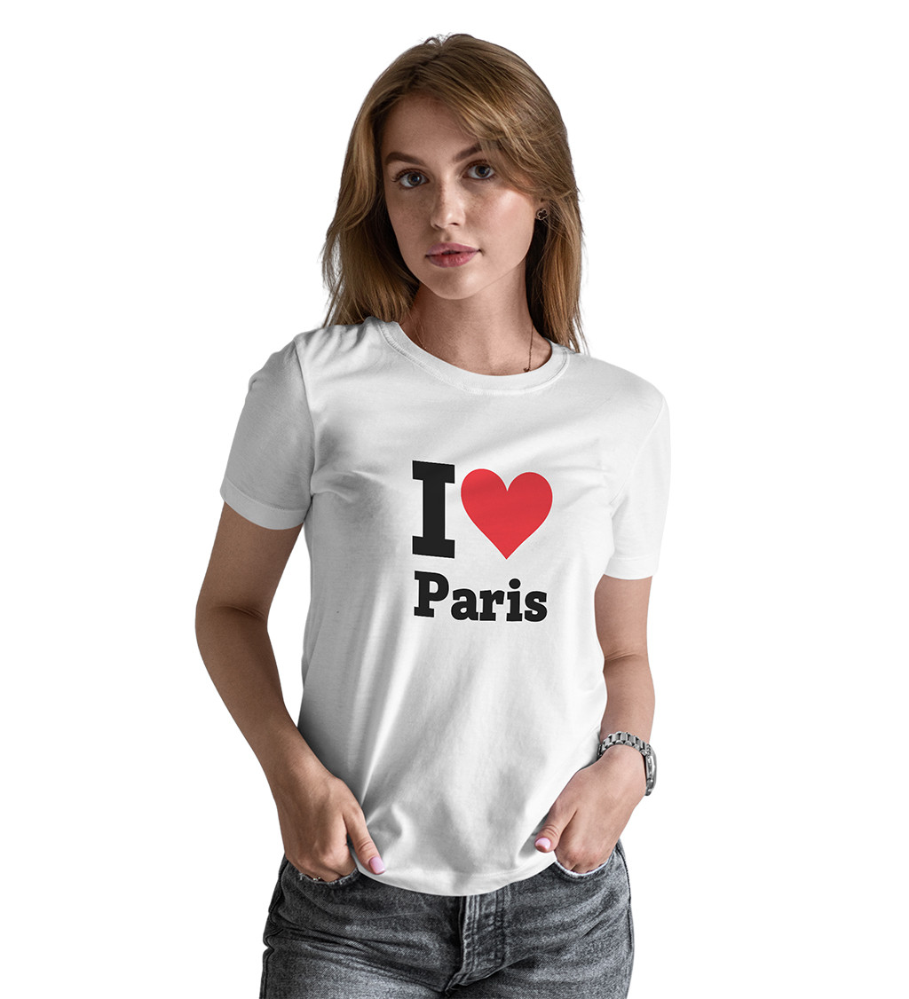 Dámské bílé triko s nápisem - I love Paris
