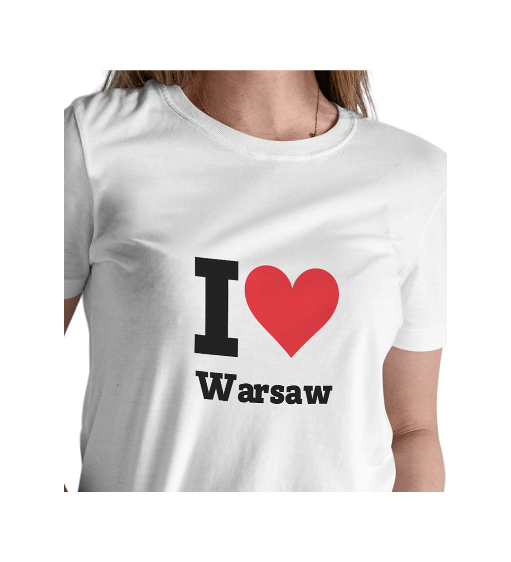 Dámské bílé triko s nápisem - I love Warsaw