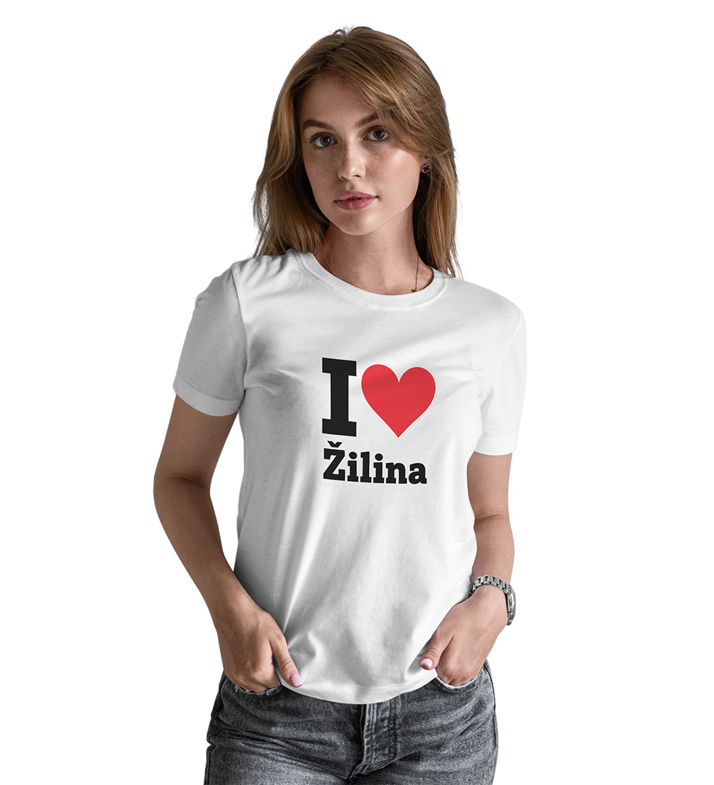 Dámské bílé triko s nápisem - I love Žilina