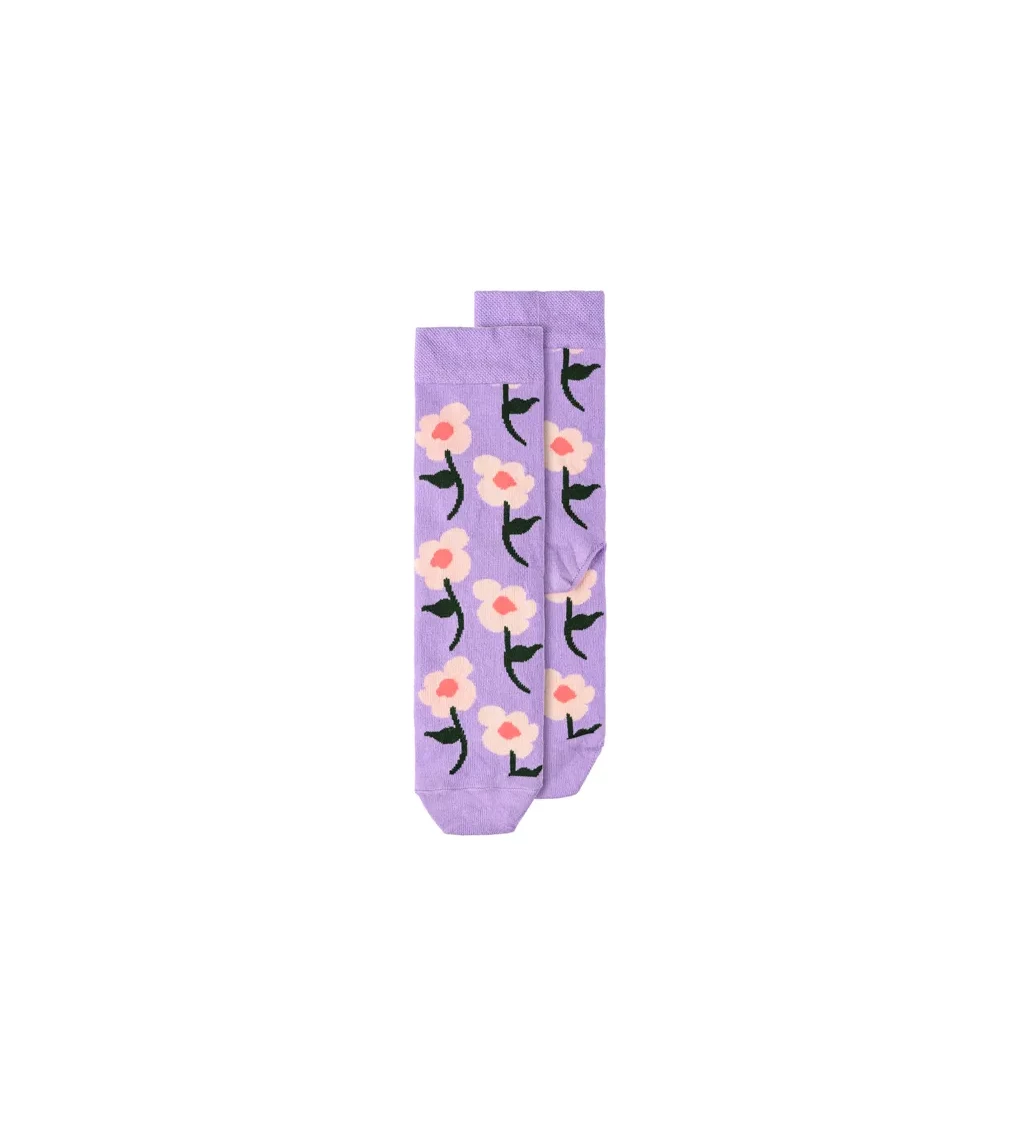 Fialové ponožky kytičky