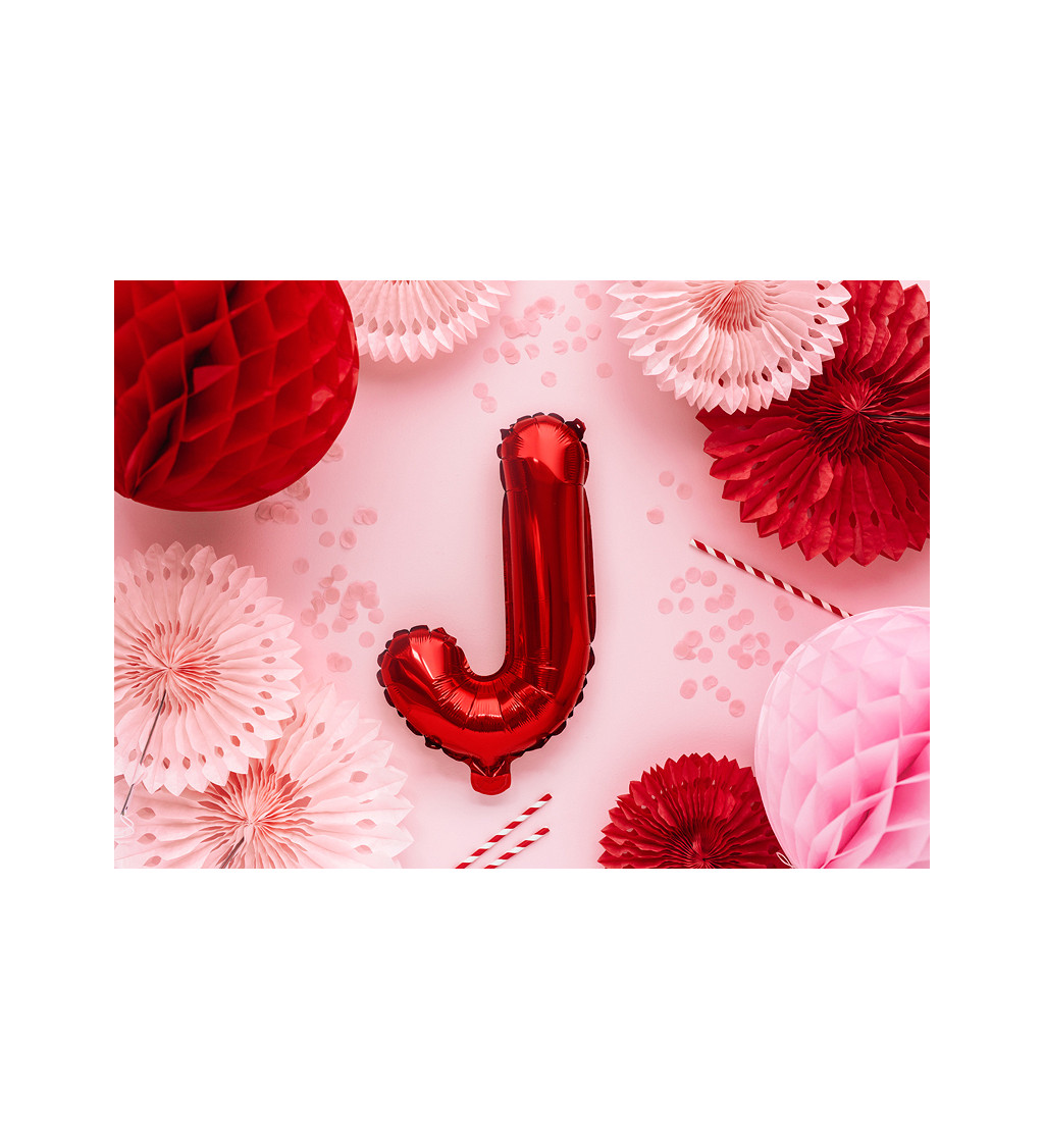 Fóliový balónek J - červený