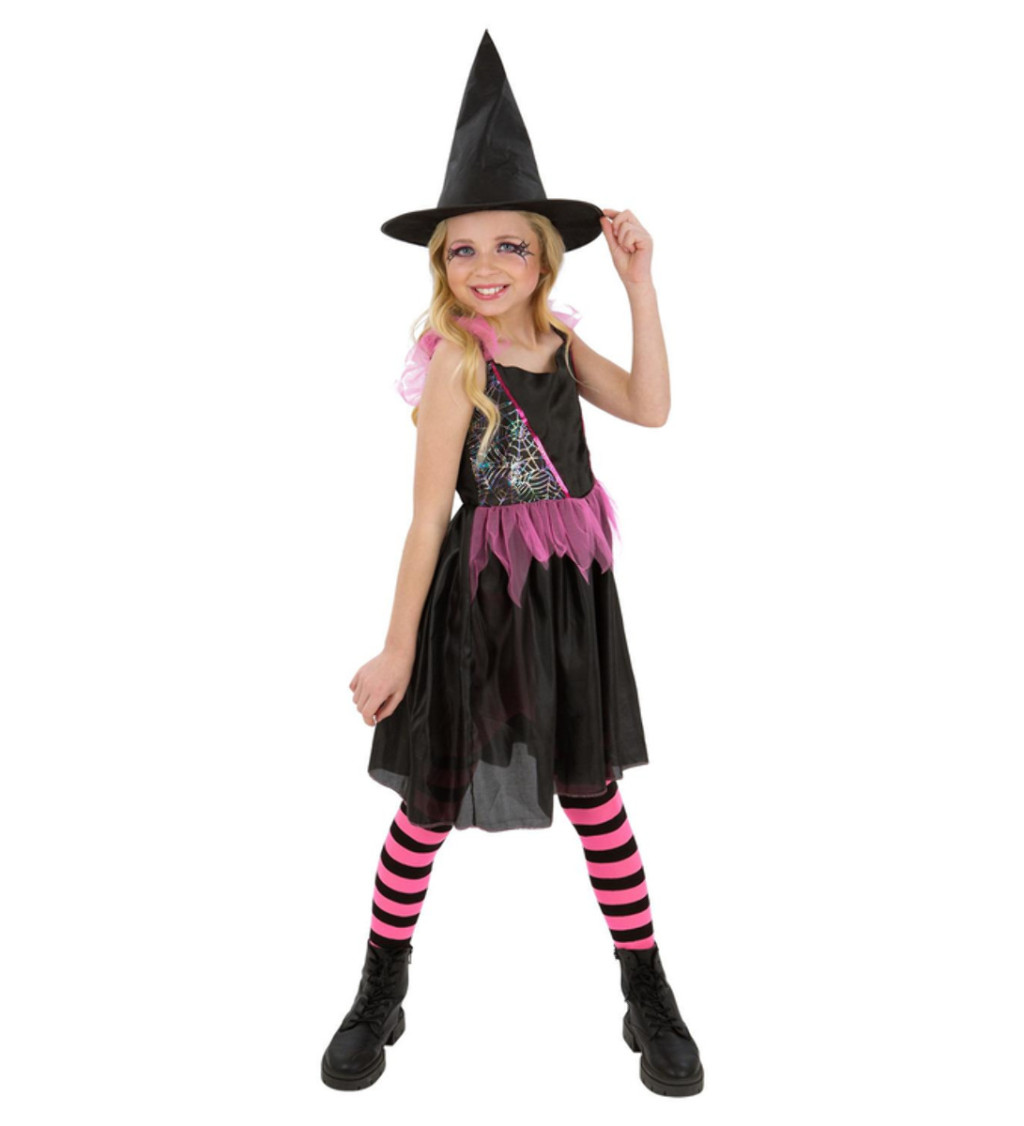 Dětský kostým - čarodějnice s duhovou síťkou