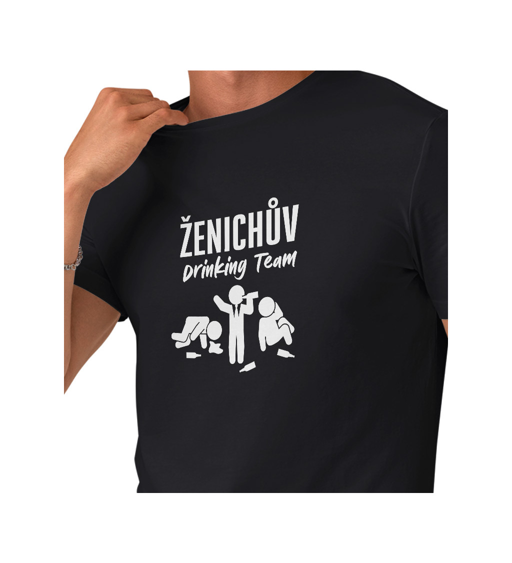 Pánské tričko černé - Ženichův drinking team