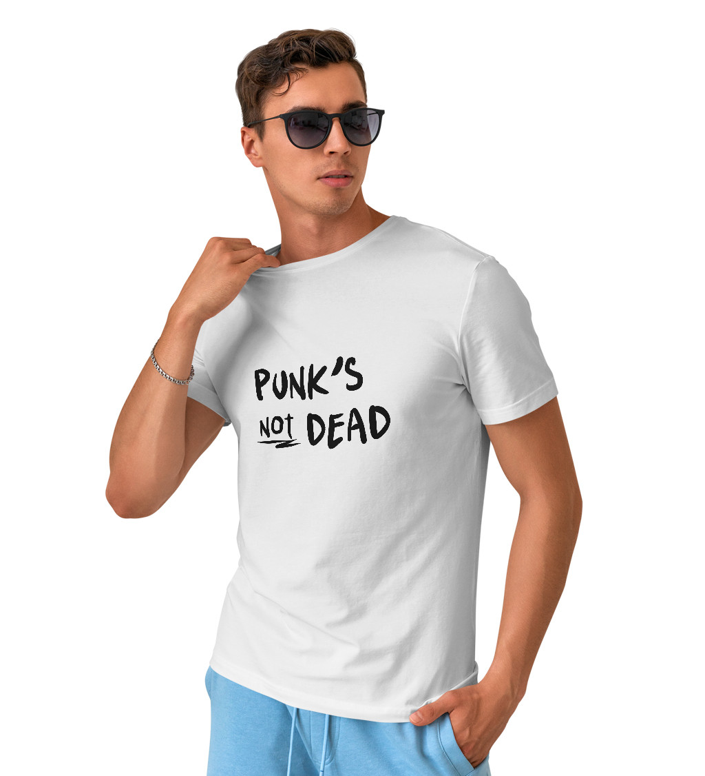 Pánské triko bílé - Punks not dead