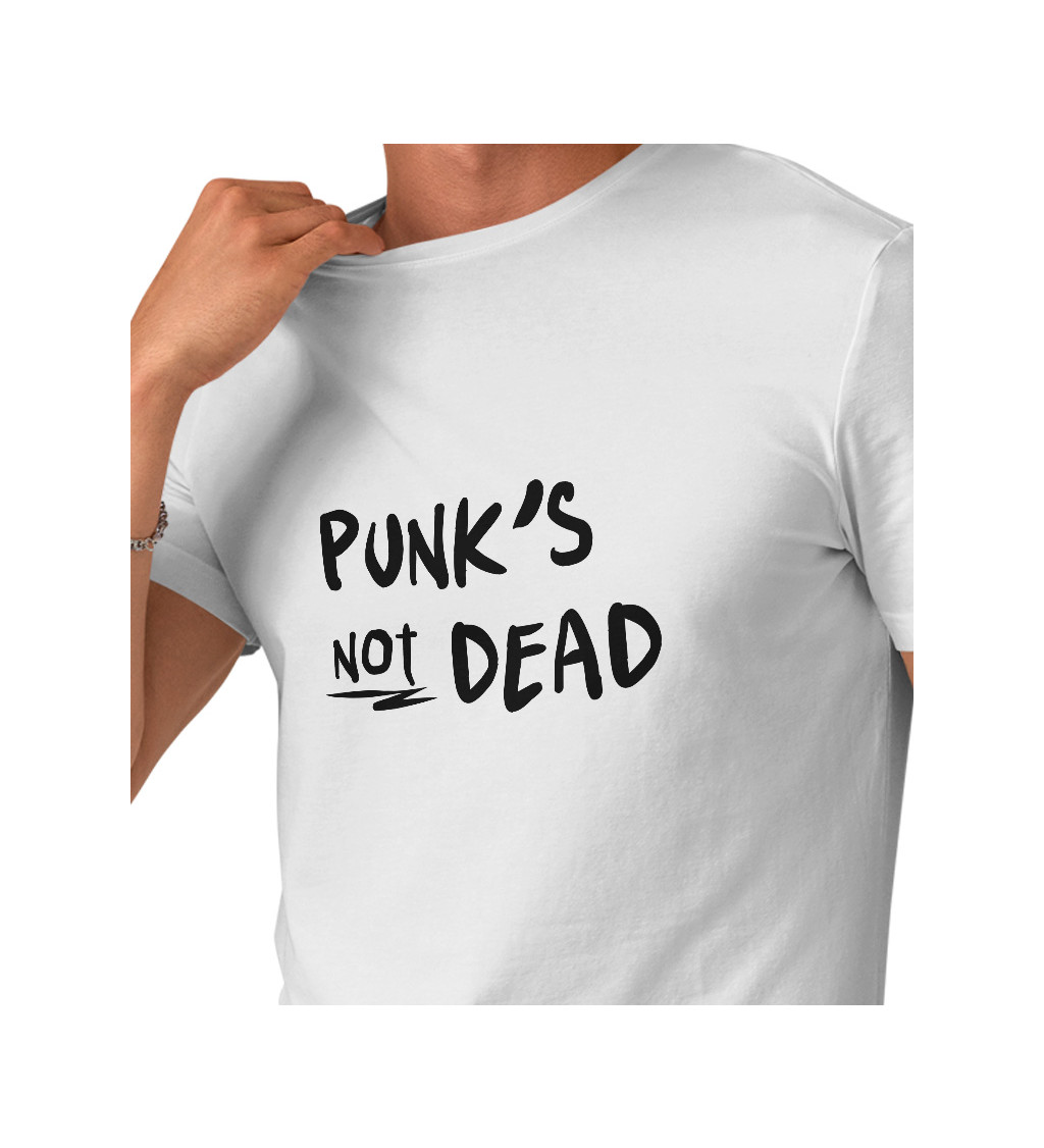 Pánské triko bílé - Punks not dead