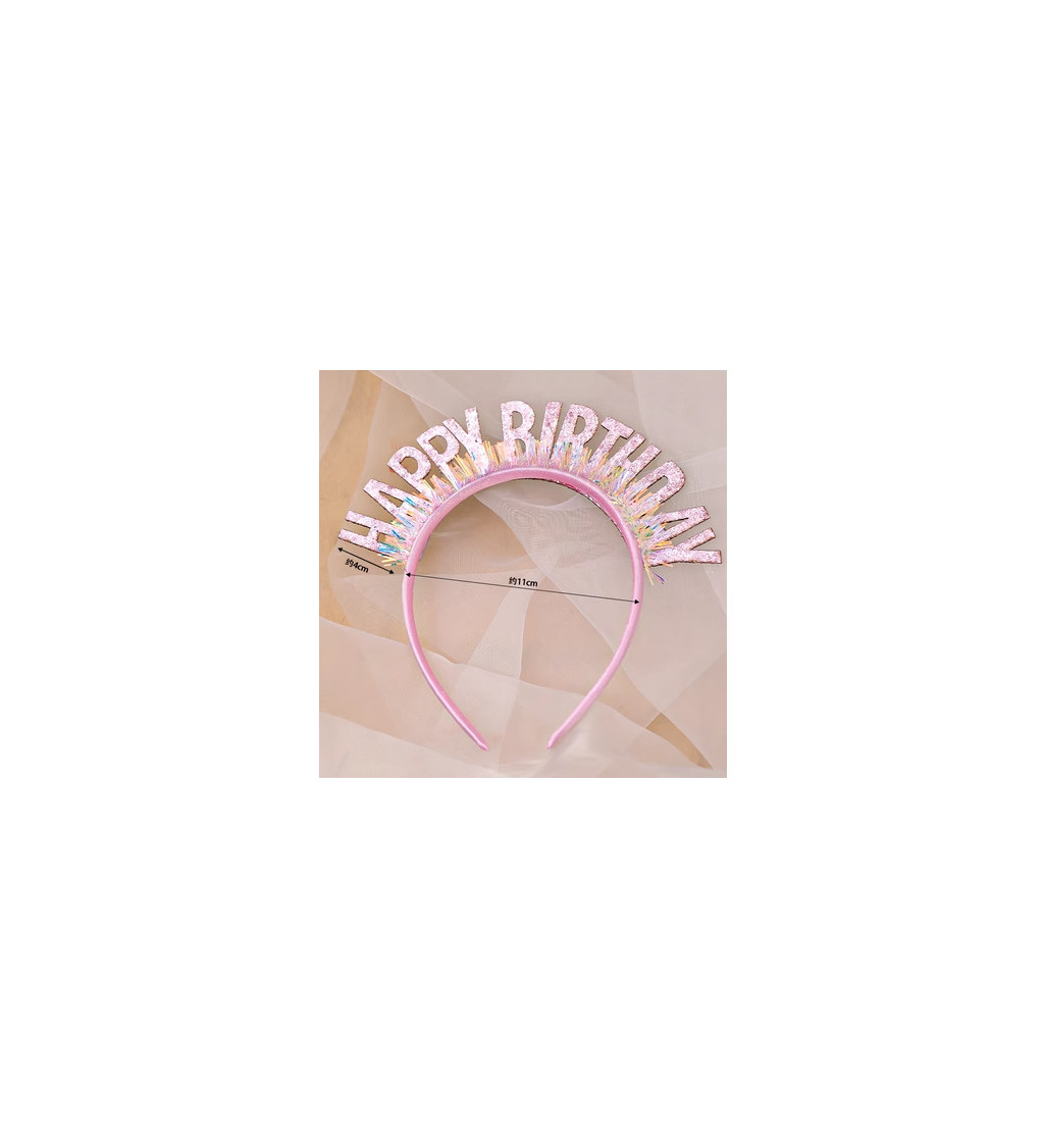 Happy birthday čelenka - růžová