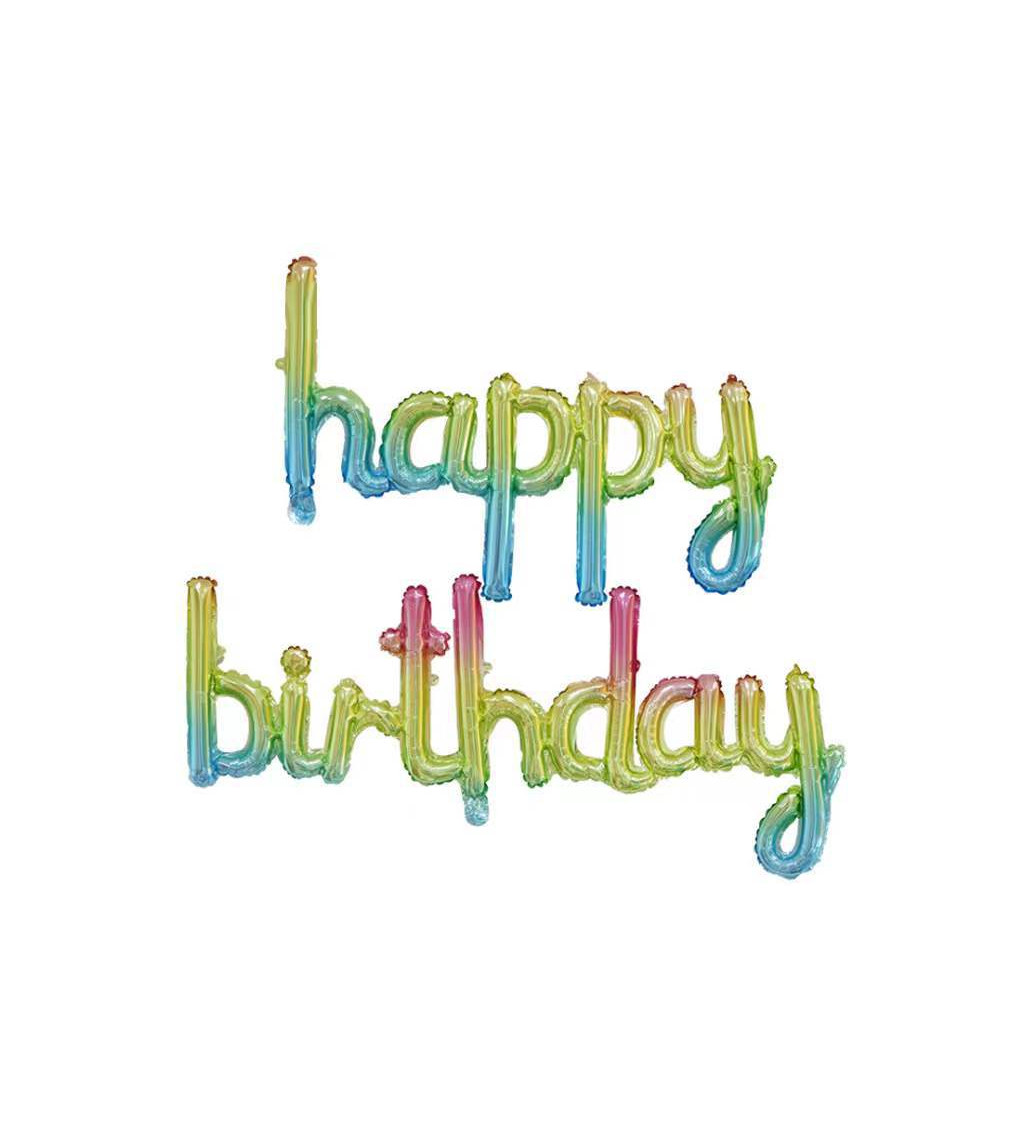 Fóliový balónek Happy birthday - duhový