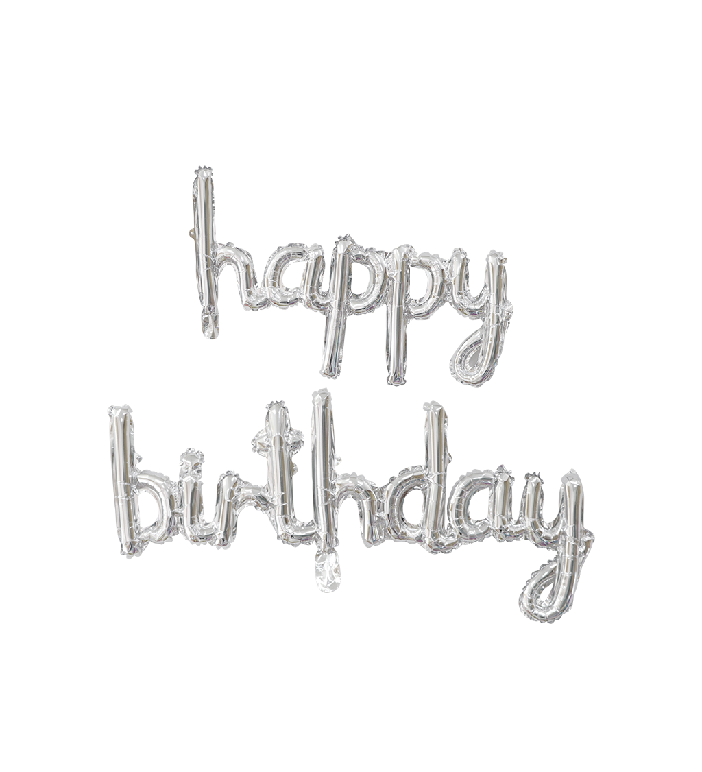 Fóliový balónek Happy birthday - stříbrný