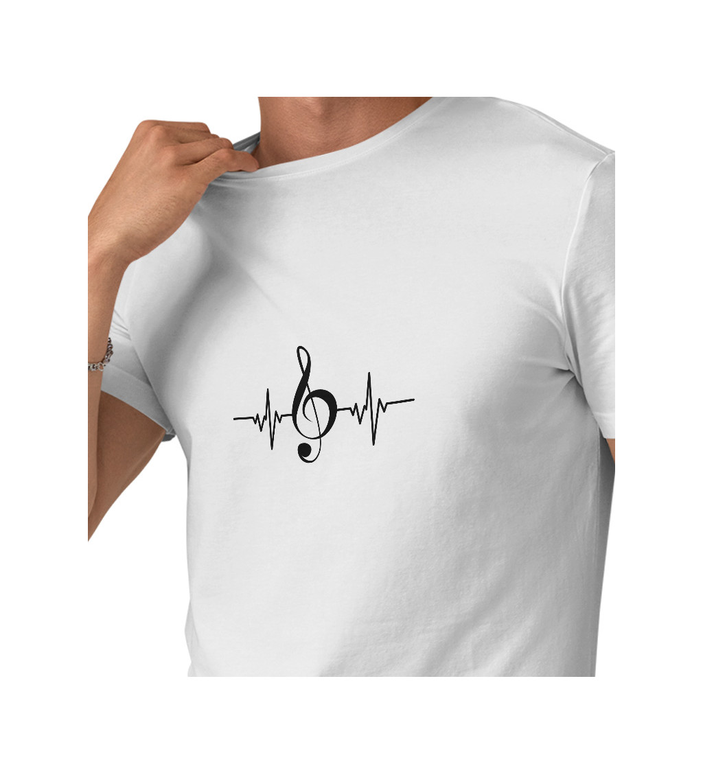 Pánské tričko bílé Tep houslový klíč S
