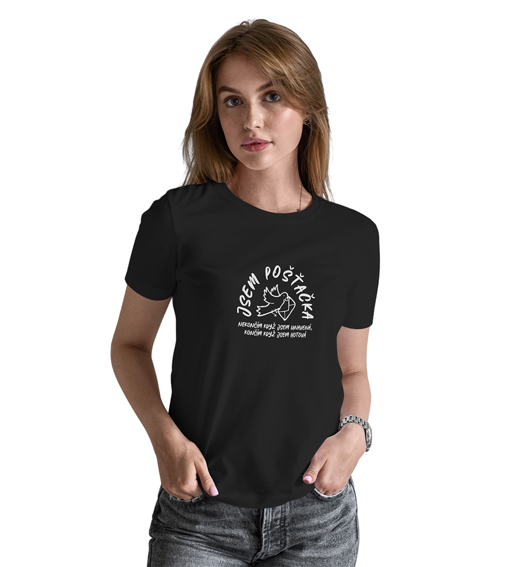 Dámské tričko černé Jsem pošťačka XS