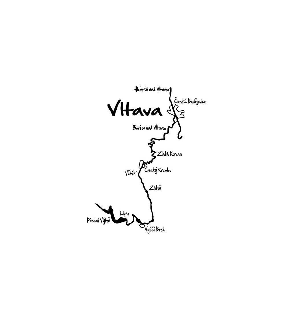 Dámské tričko bílé Vltava - mapa XS