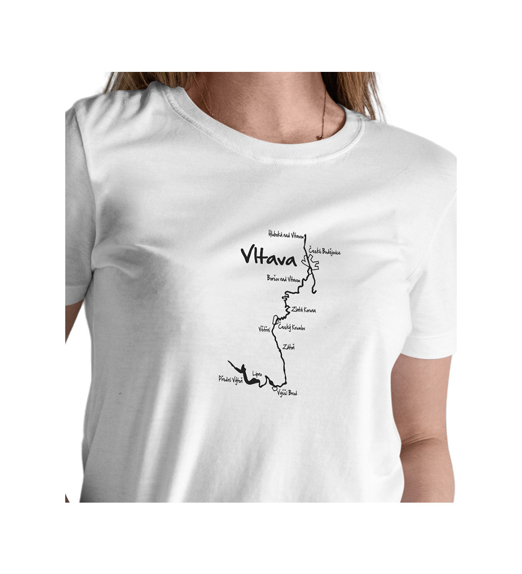 Dámské tričko bílé Vltava - mapa XS