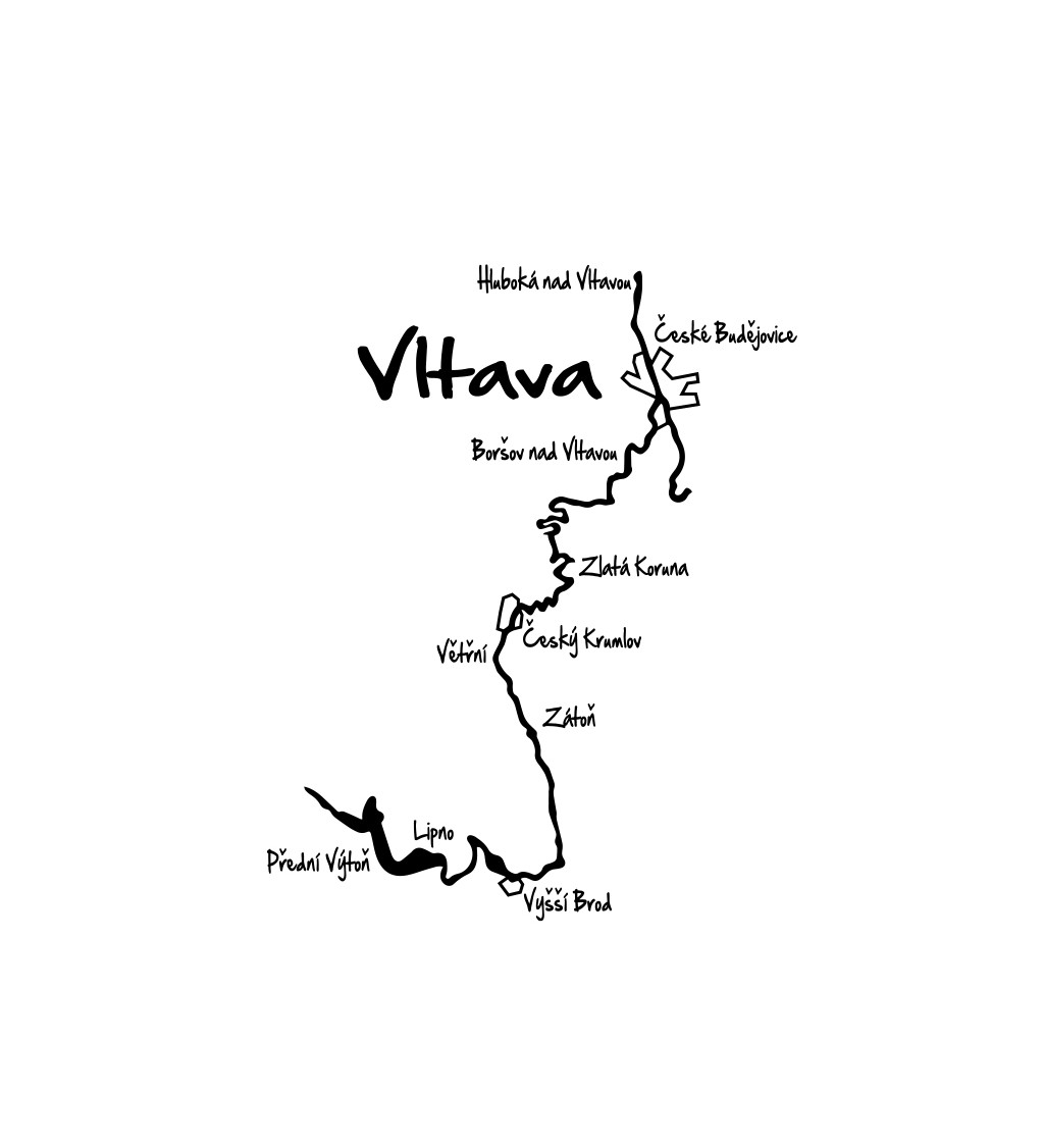 Pánské tričko bílé Vltava - mapa S