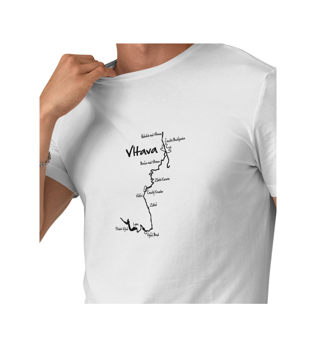 Pánské tričko bílé Vltava - mapa S