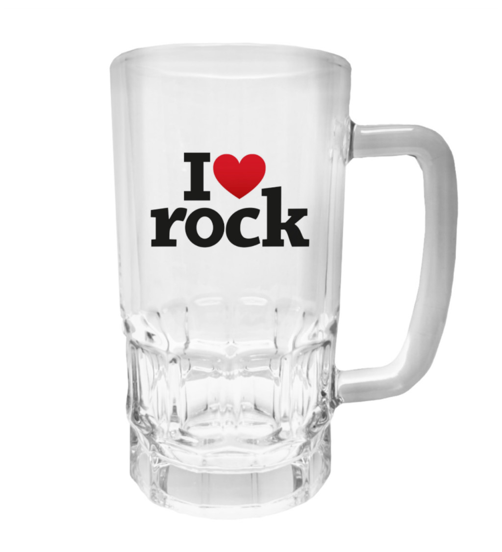 Půllitr s potiskem - I love rock, 500 ml