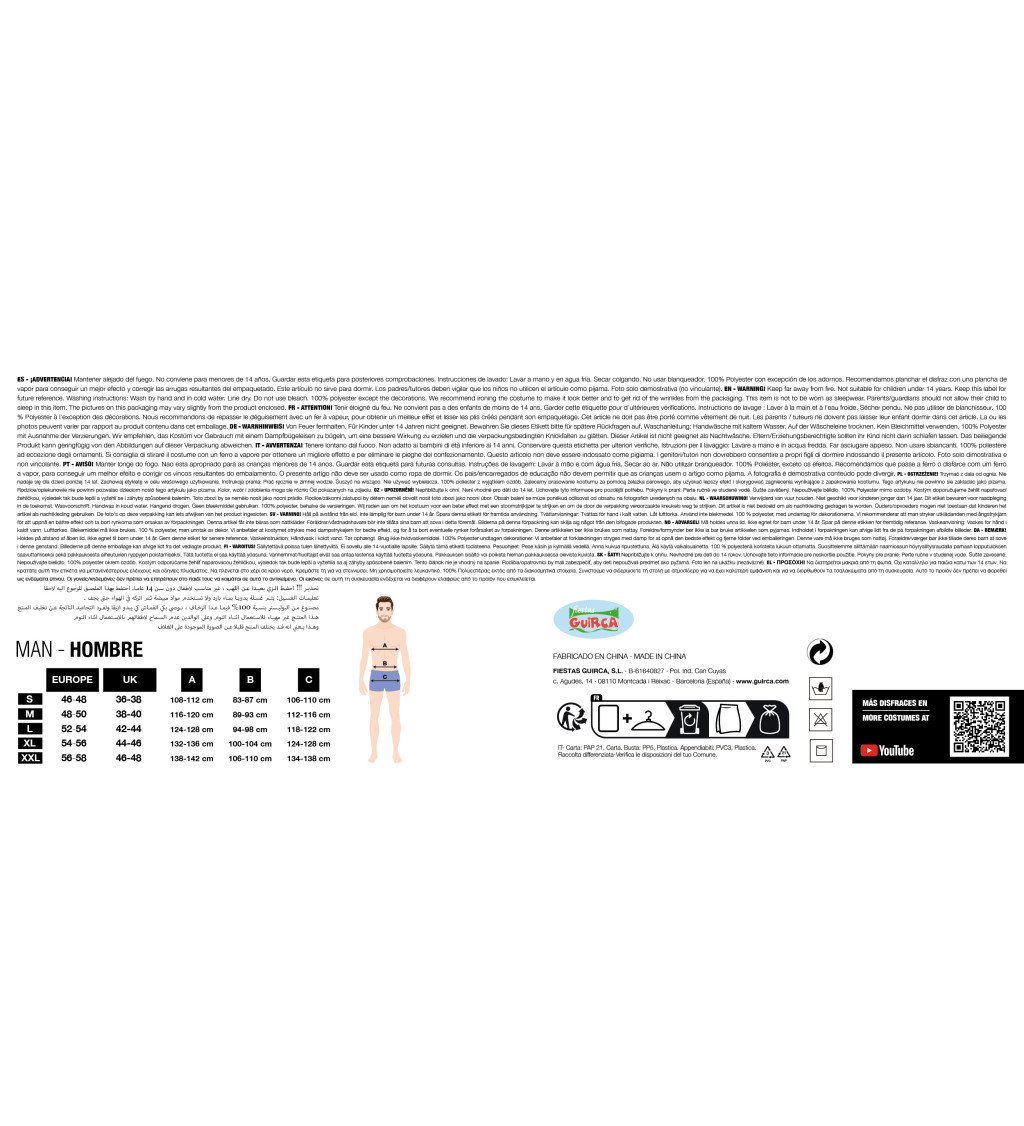 Šejk, Pánský kostým