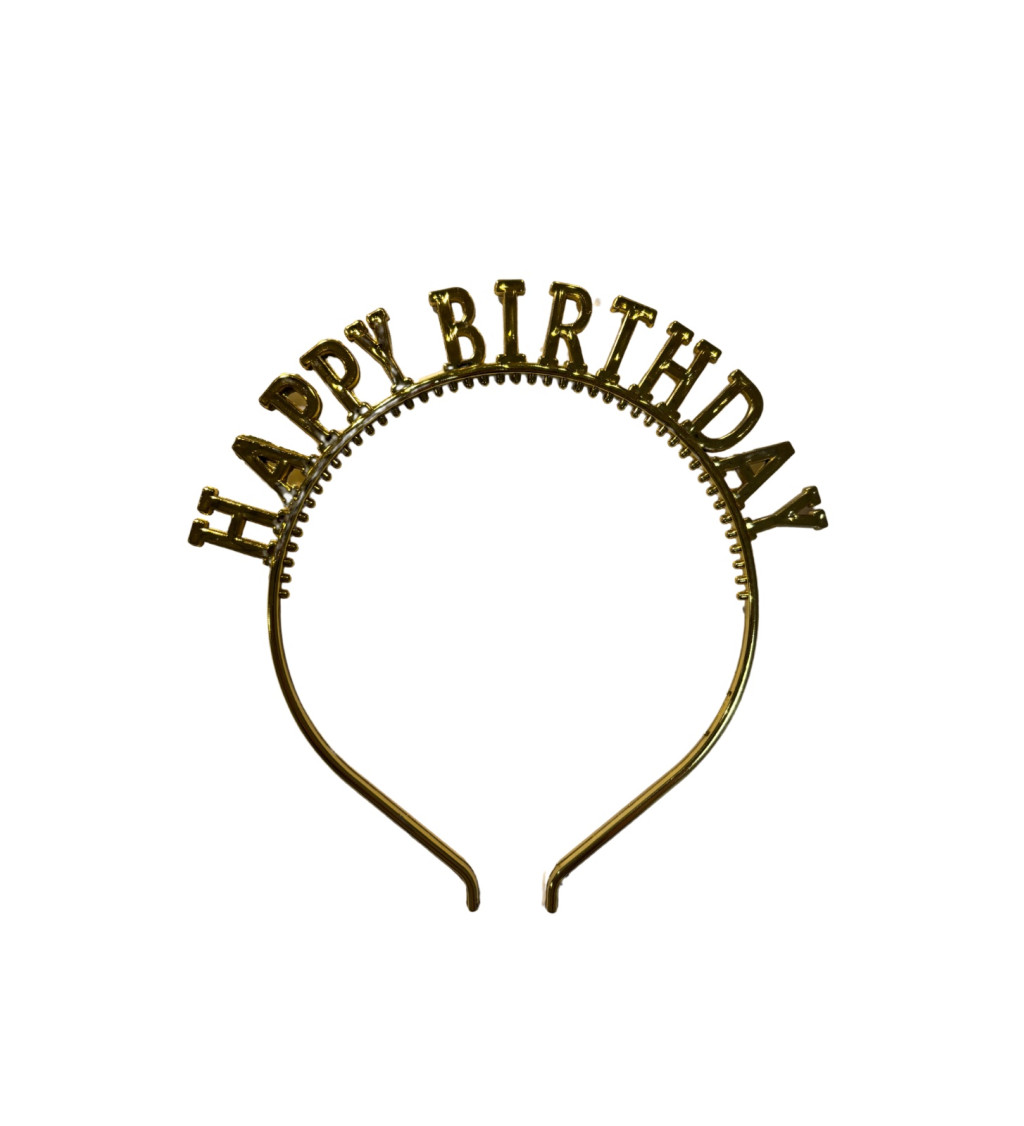 Narozeninová Happy birthday čelenka - zlatá
