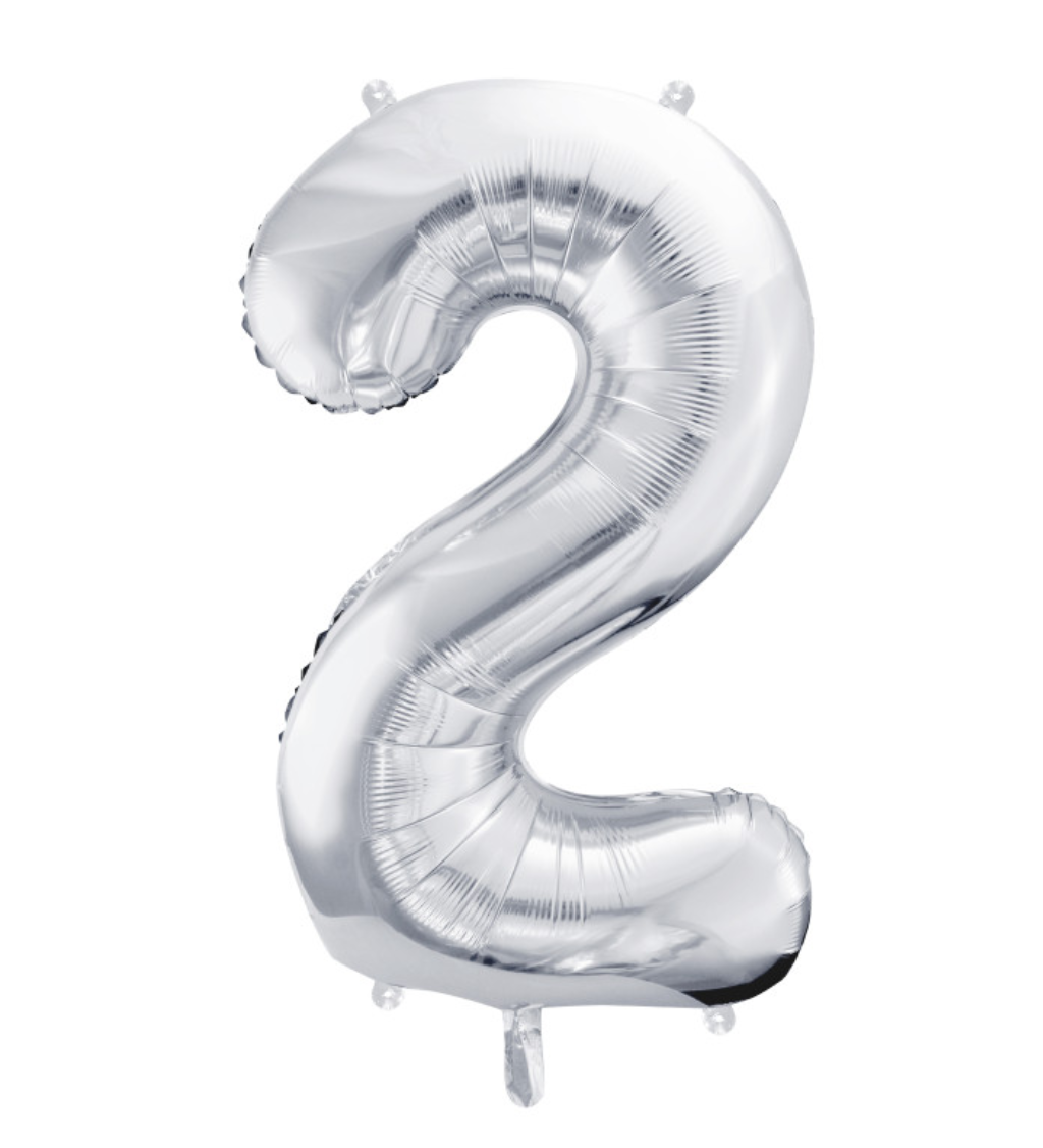 Fóliový stříbrný balónek číslo 2