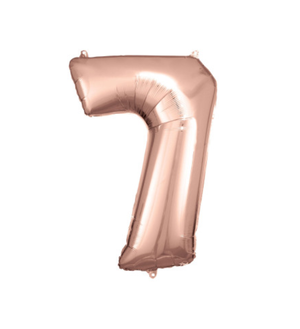 Fóliový balónek - růžově-zlaté číslo 7
