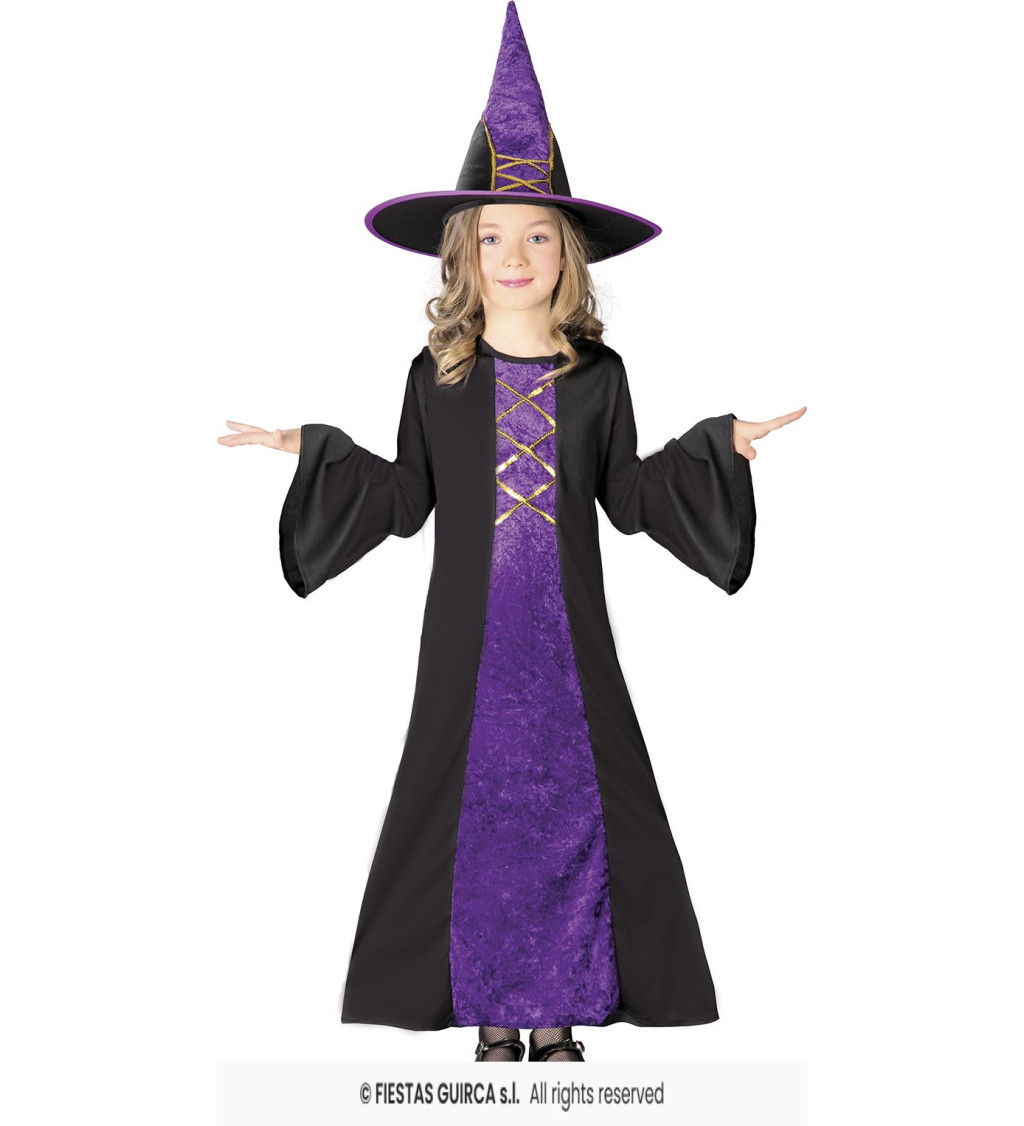 Dětský kostým - Čarodějka, fialová