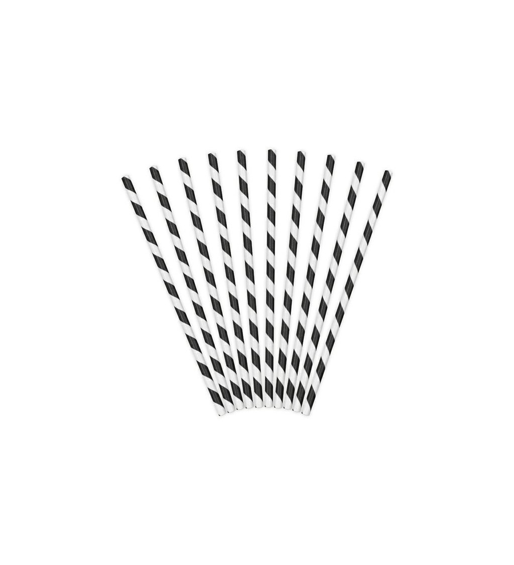 Brčka papírová s černými proužky - bílá