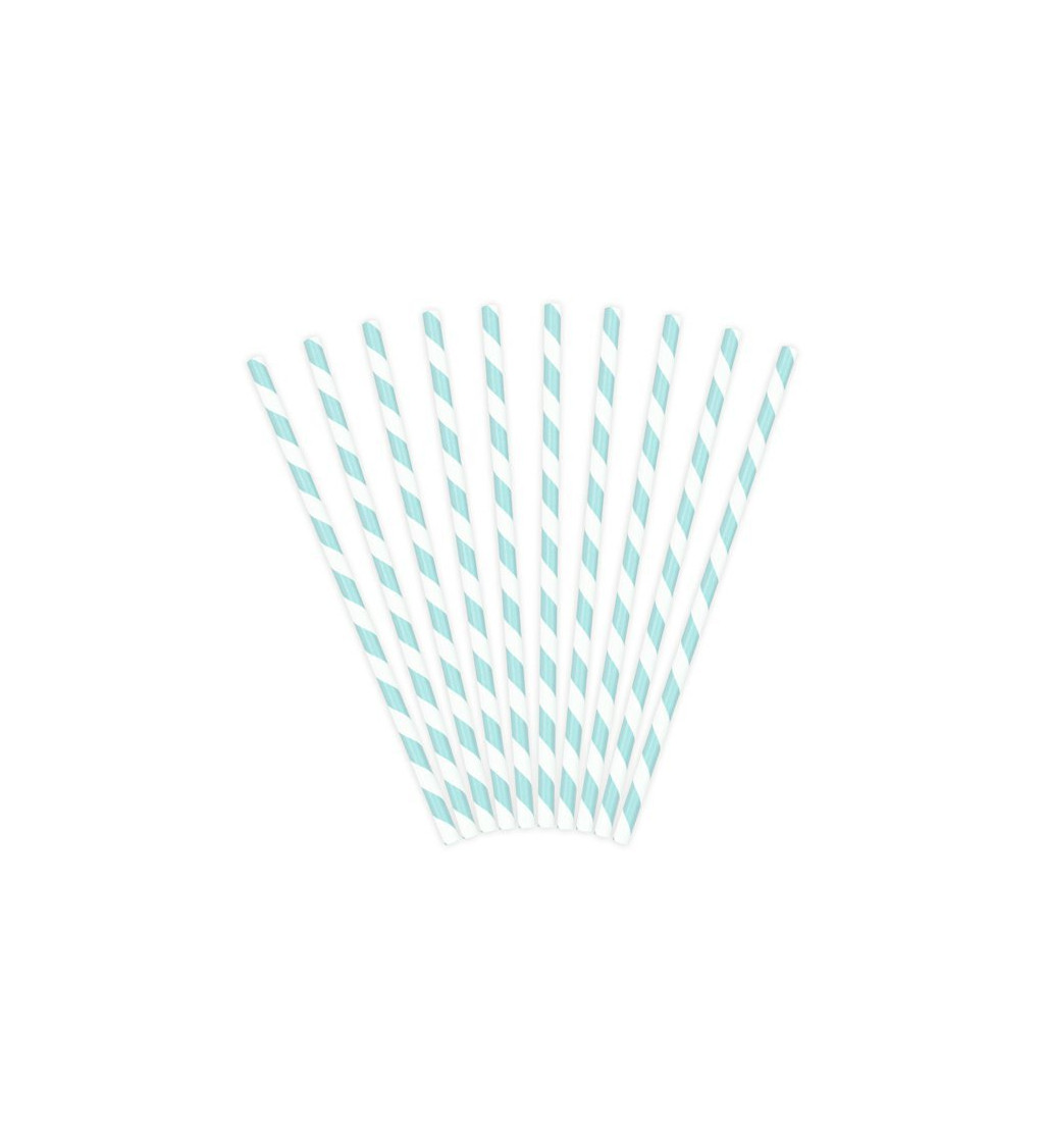 Papírová brčka - pruhovaná modrá